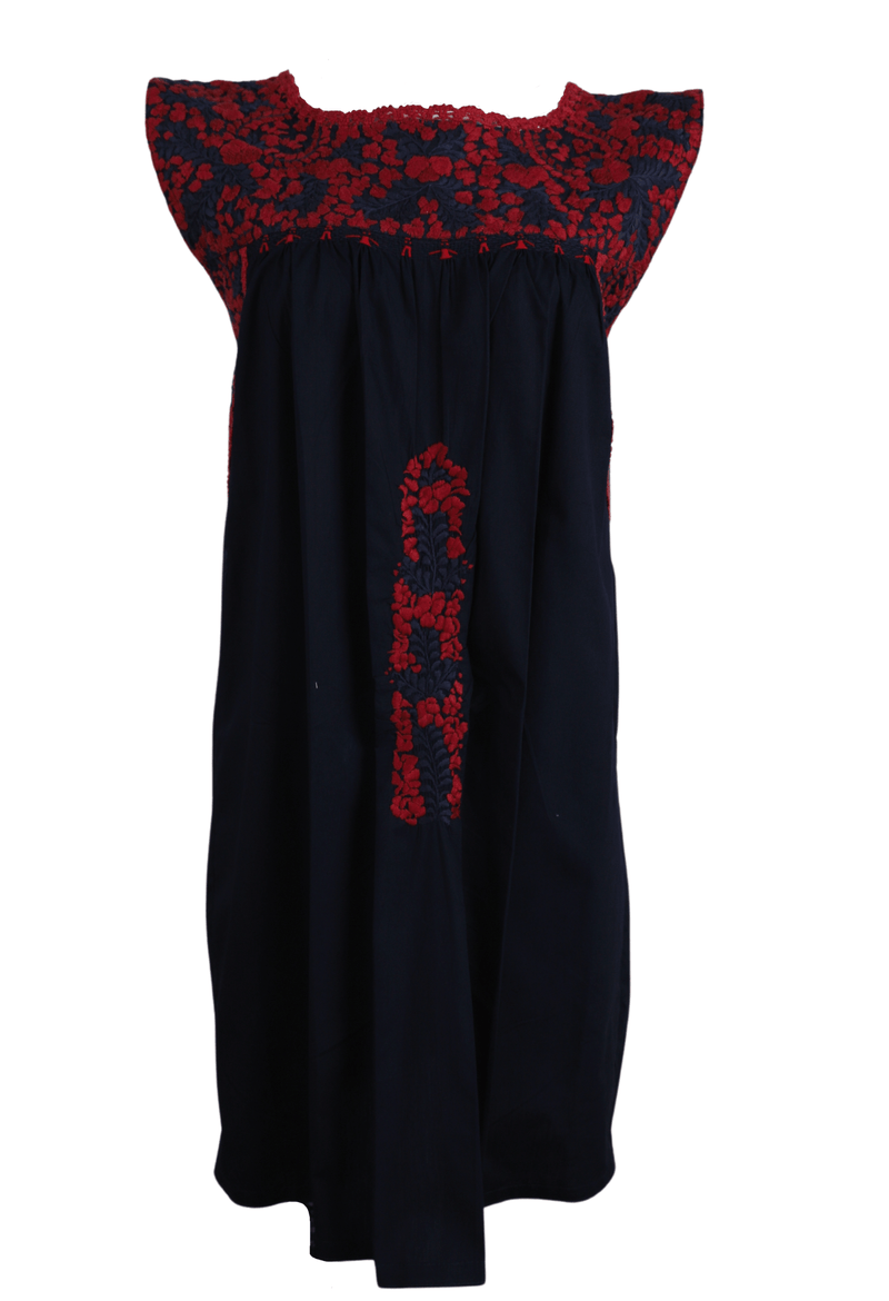 Flores Short Dress Dress Lago Rojo y Marino