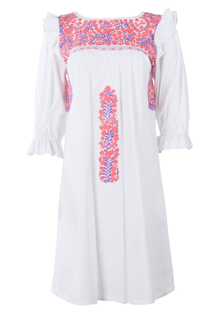 Fernanda Short Dress Dress Fernanda Blanca Coral y Lavanda