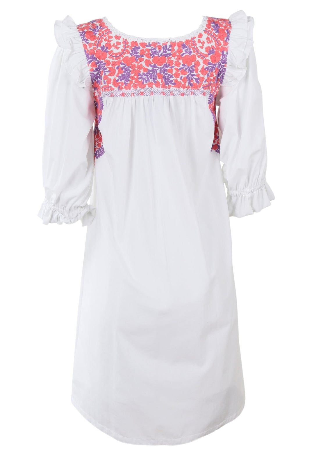 Fernanda Short Dress Dress Fernanda Blanca Coral y Lavanda