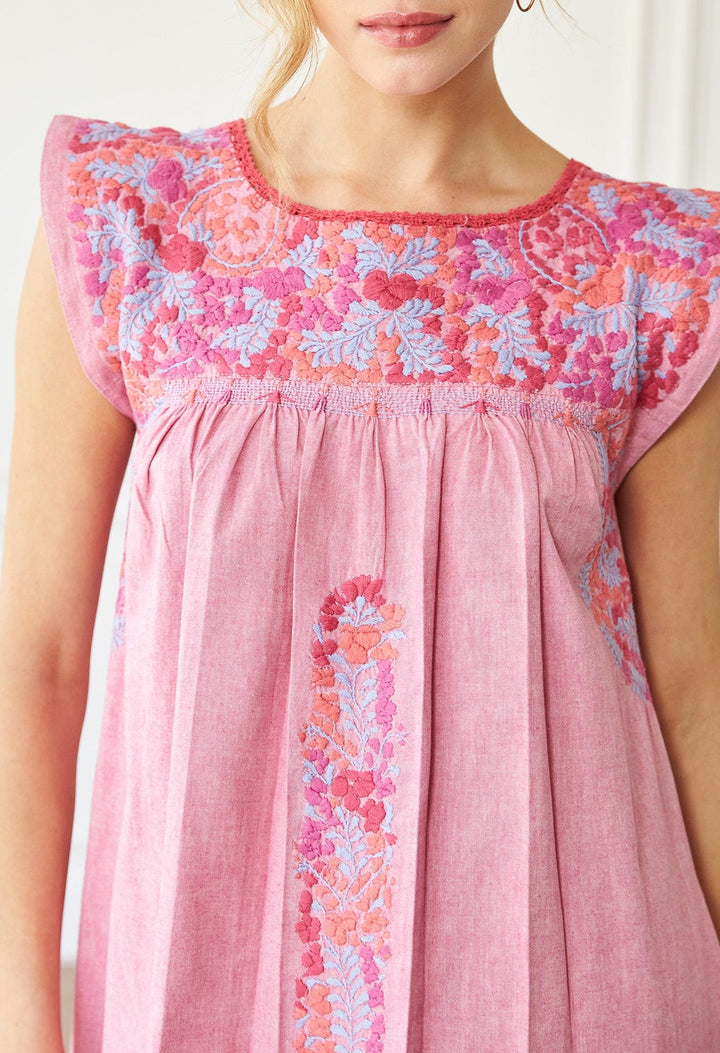 Flores Midi Dress Dress Mujer Pastel y Bígaro