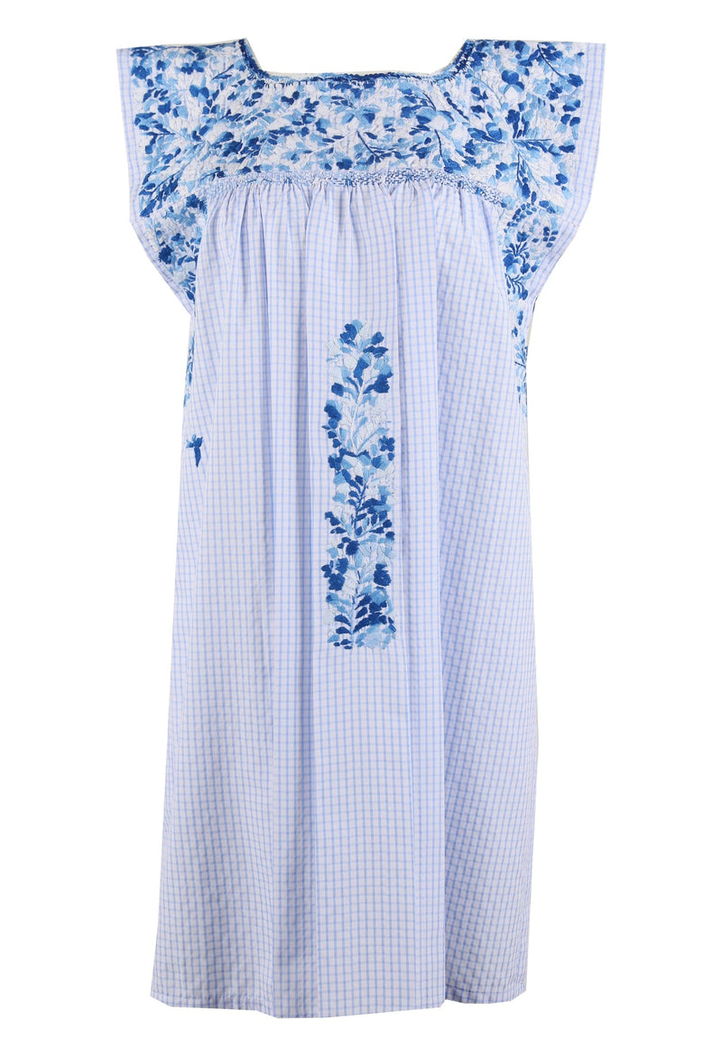 Flores Short Dress Dress Cinta Azul Brillante