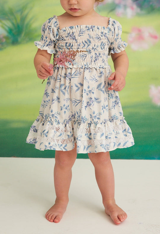 Kids Luisa Specialty Dress Childrens Luisa Floral Blanca Azul Chica