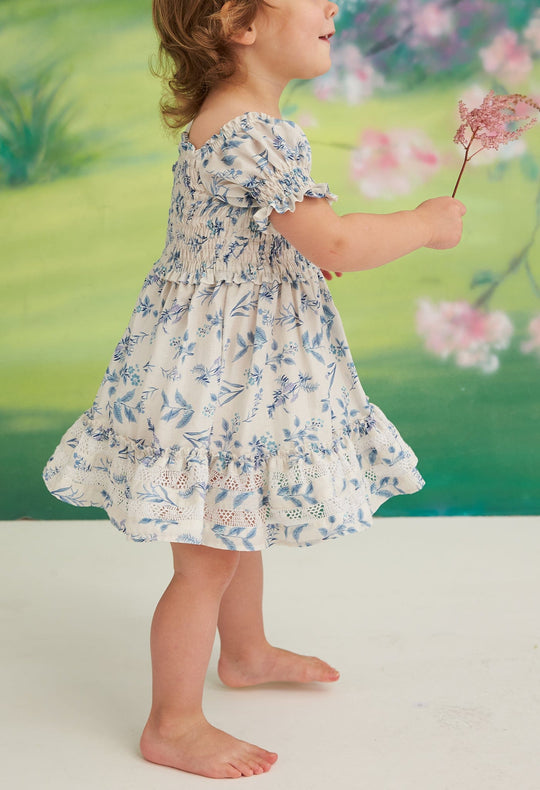 Kids Luisa Specialty Dress Childrens Luisa Floral Blanca Azul Chica