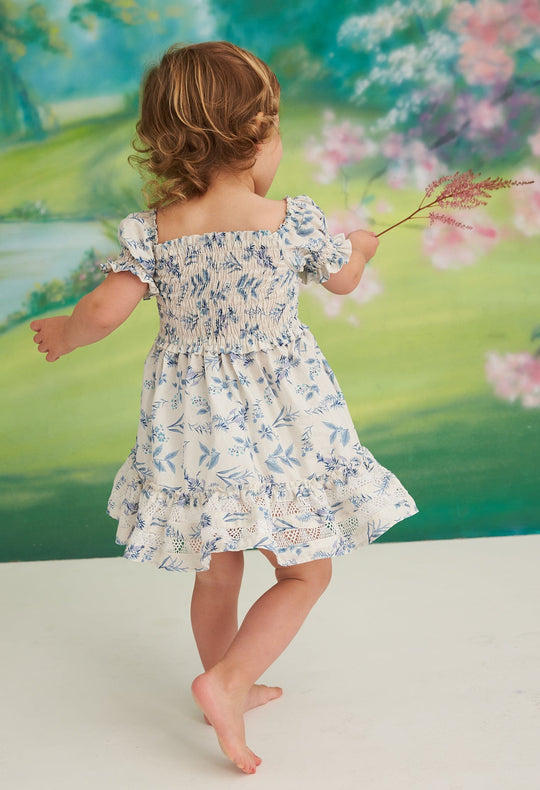 Kids Luisa Specialty Dress Childrens Luisa Floral Blanca Azul Chica