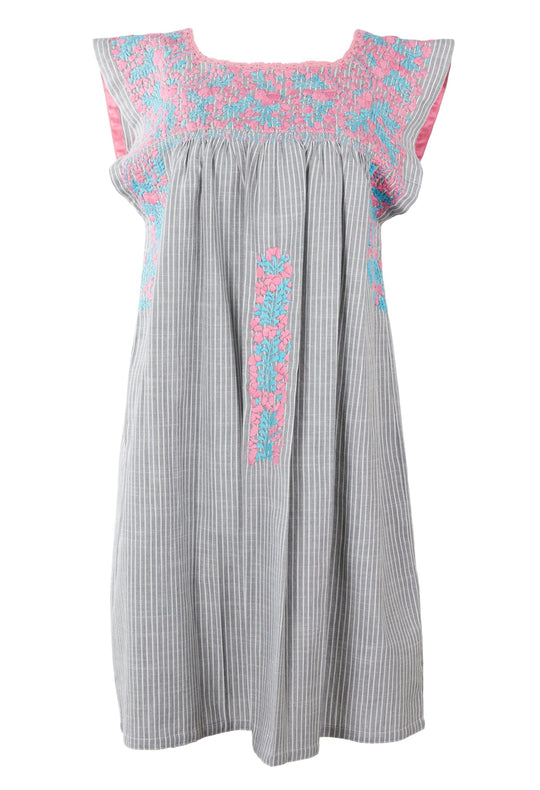 Flores Short Dress Dress Lluvia Rosa y Celeste