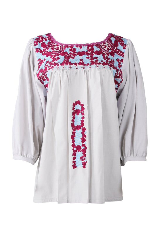 Catalina Blouse Blouse Catalina Nublado Ciruela y Celeste