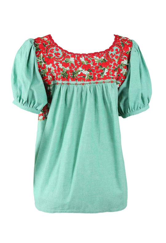 Carolina Blouse Blouse Carolina Arbol Rojo y Oliva Brillante