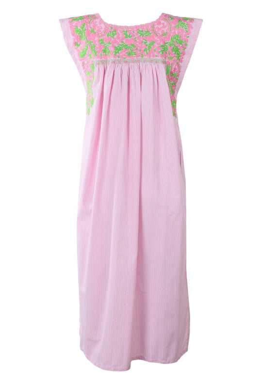 Flores Midi Dress Dress Large Pastel Palido y Verde