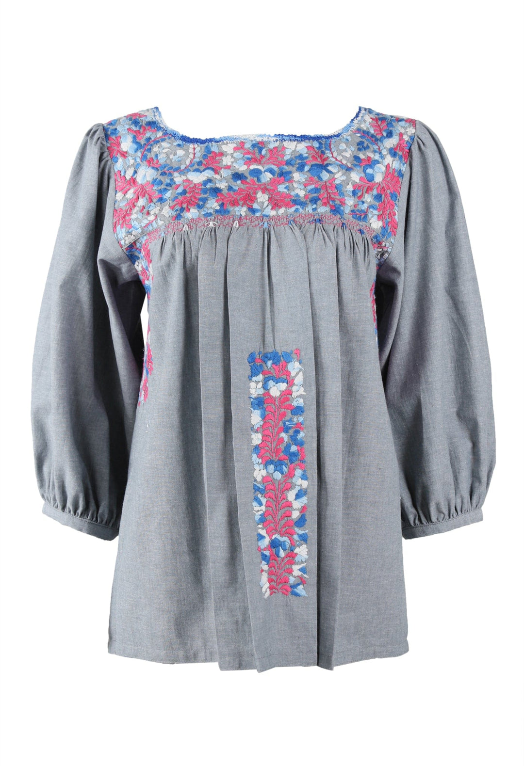 Catalina Blouse Blouse Catalina Dos Azul Brillante y Fucsia