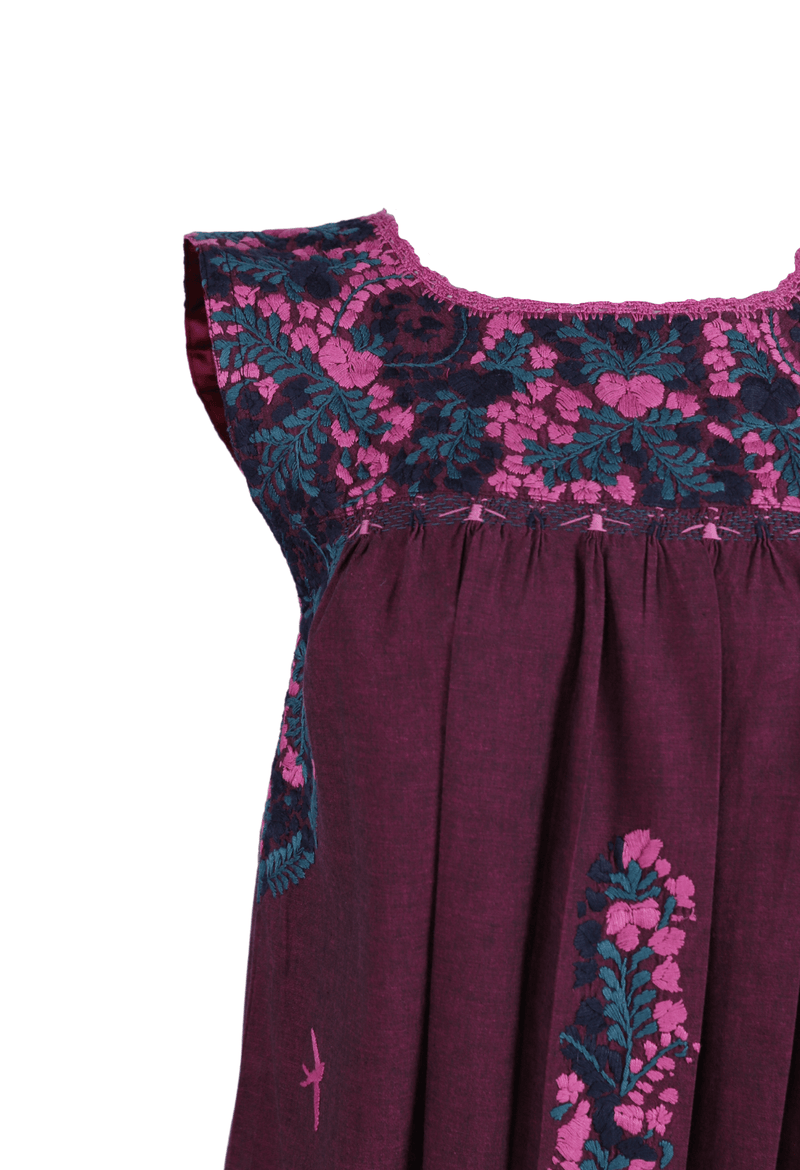 Flores Short Dress Dress Purpura Noche Magenta y Marino