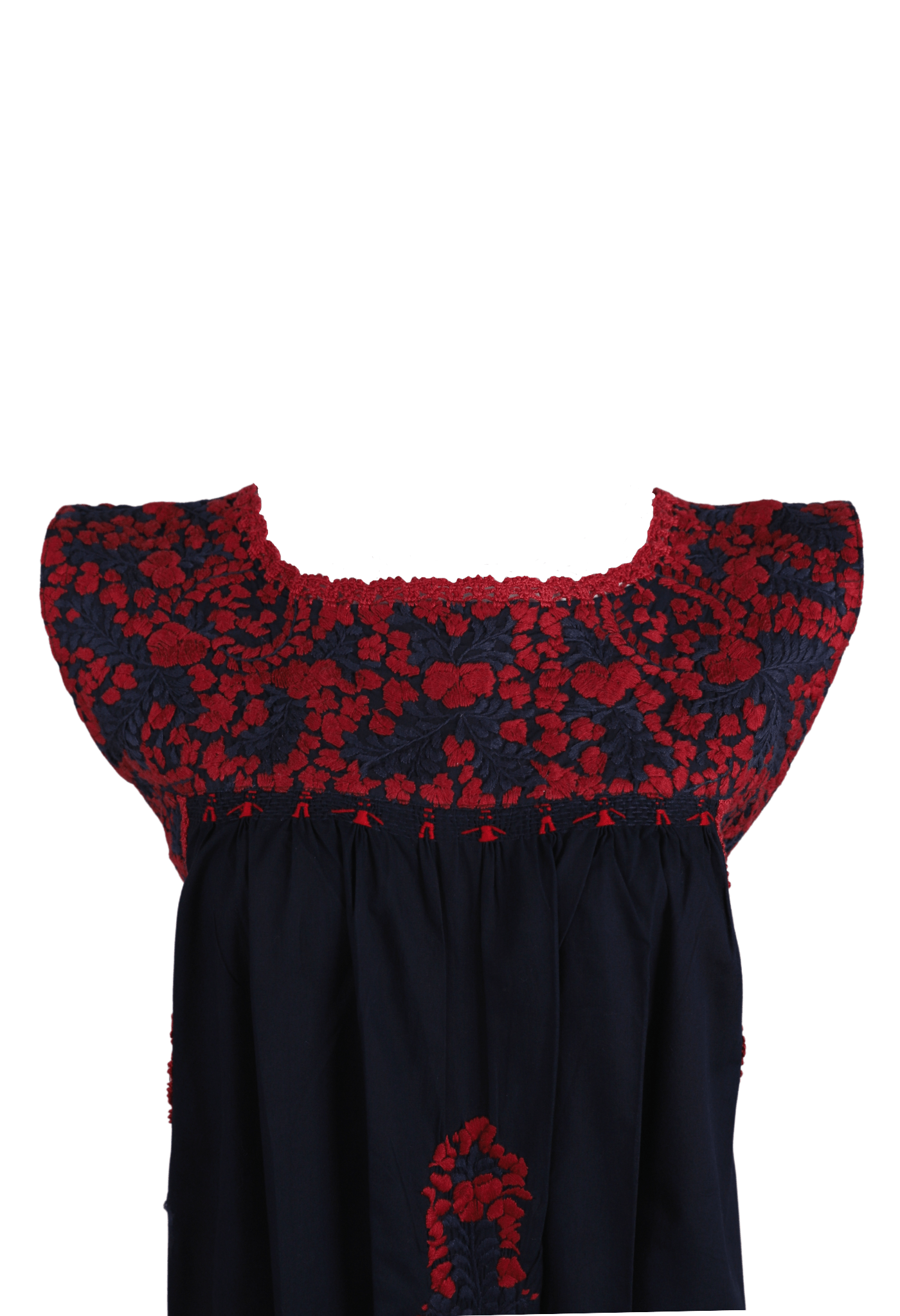 Flores Short Dress Dress Lago Rojo y Marino