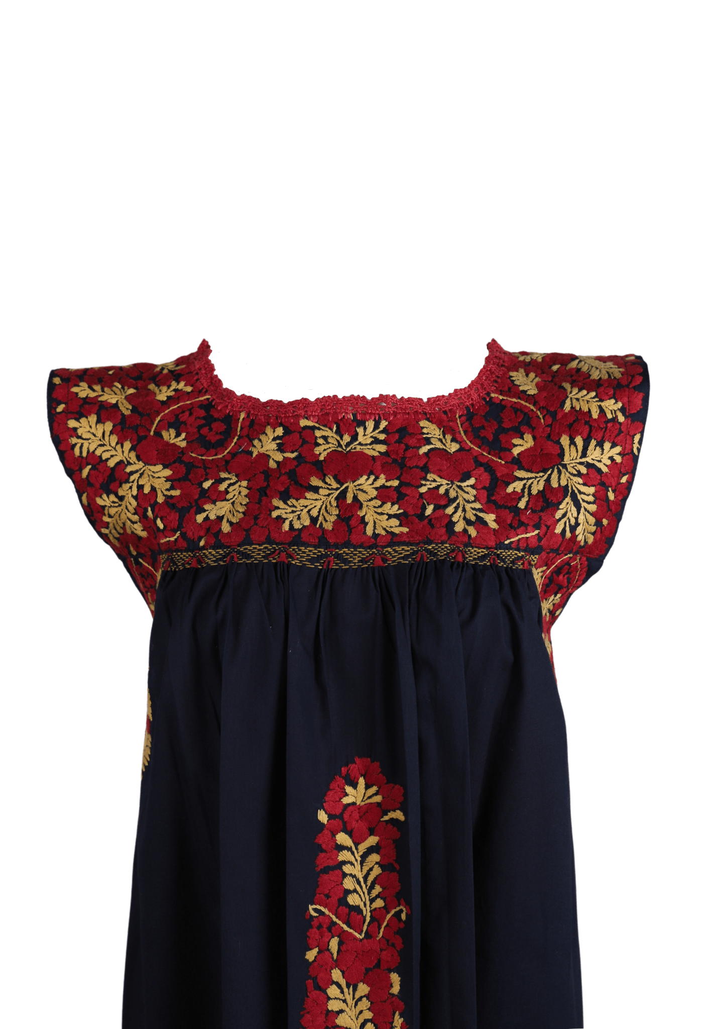 Flores Short Dress Dress Lago Rojo y Mostaza