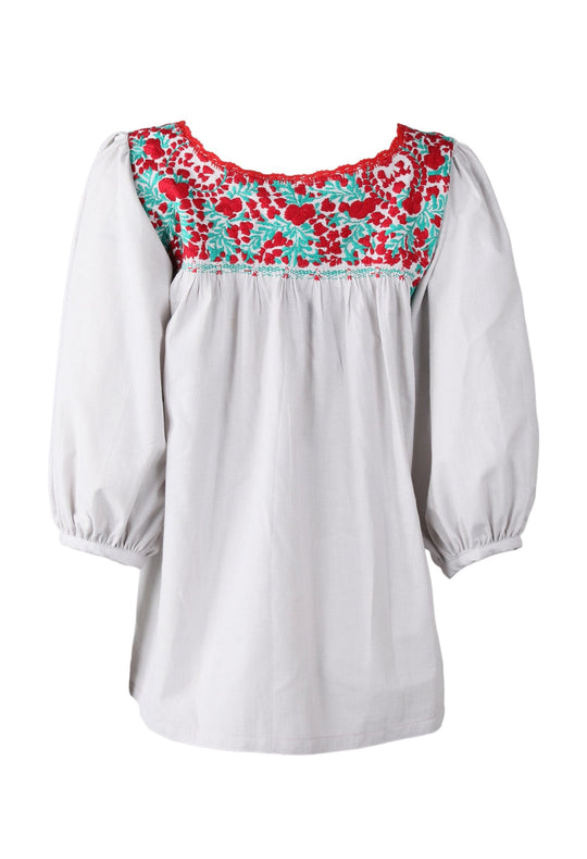 Catalina Blouse Blouse Catalina Nublado Tomate y Turqesa