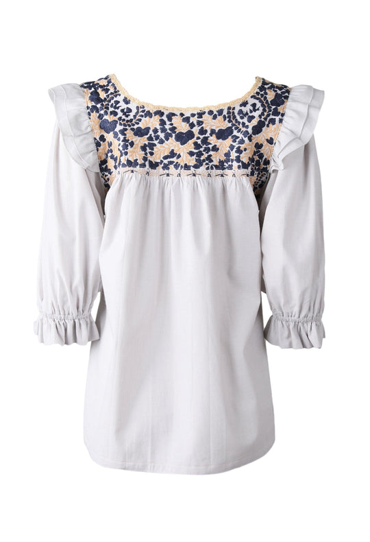 Fernanda Blouse Blouse Fernanda Nublado Beige y Marino