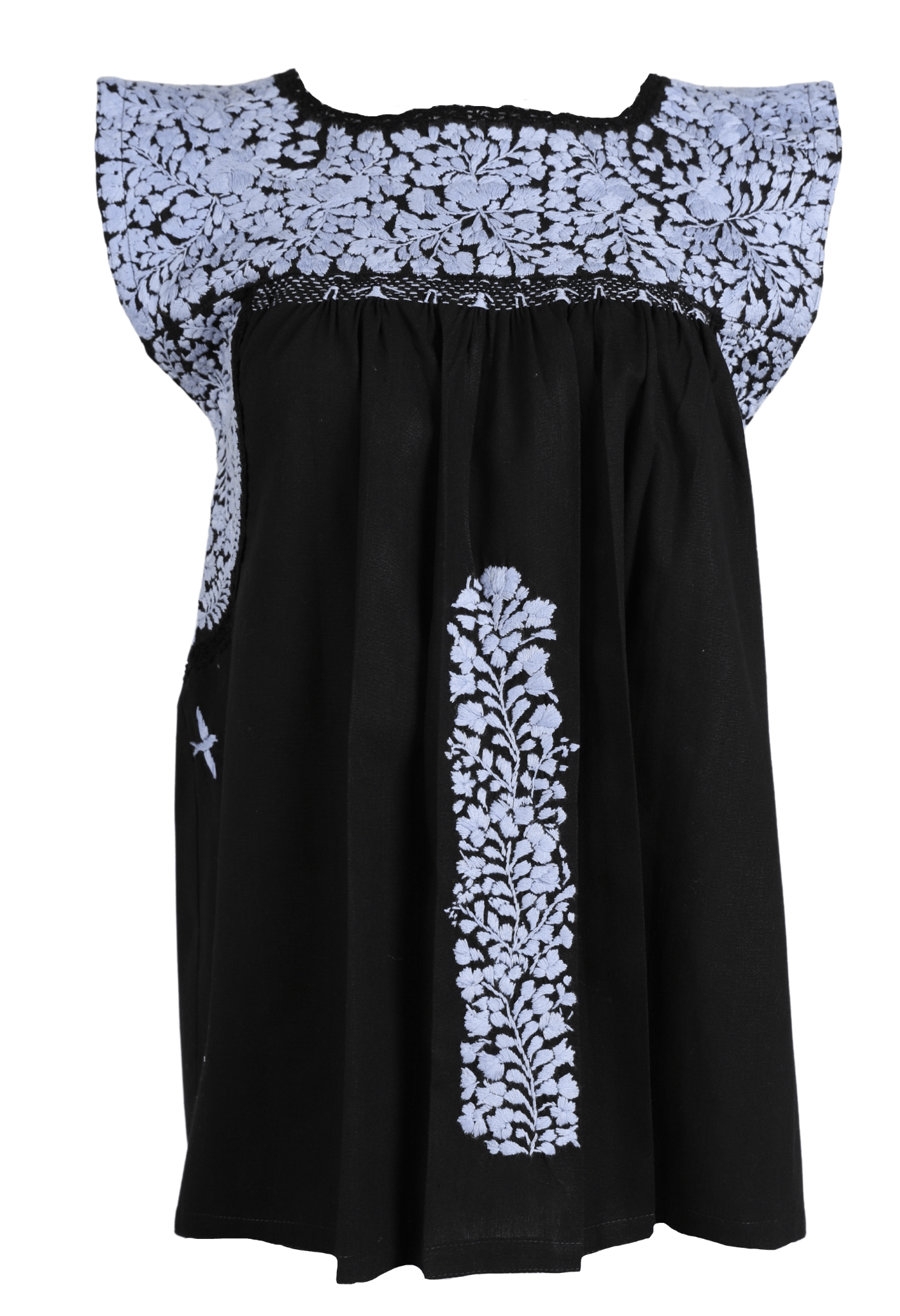 Flores Blouse Blouse Medianoche Celeste