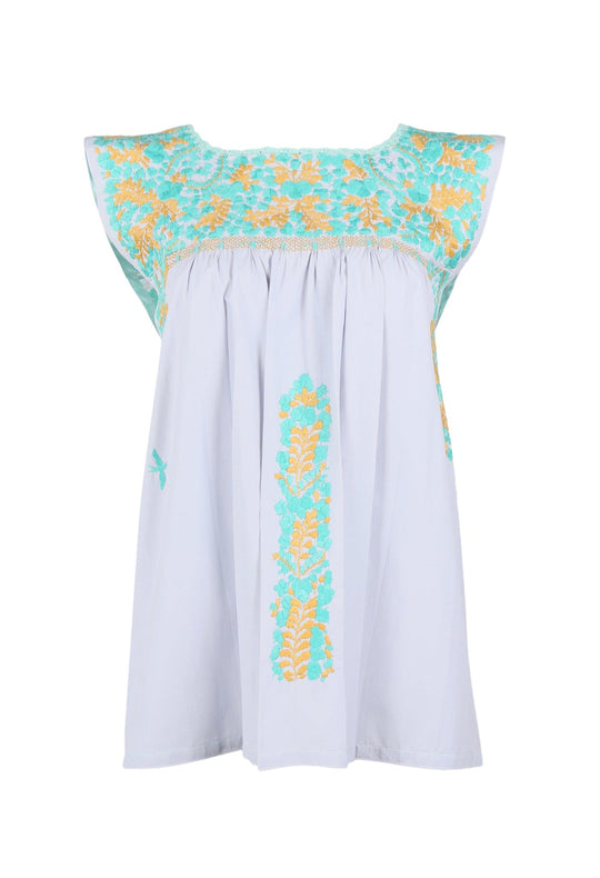 Flores Blouse Blouse Prendo Menta y Beige