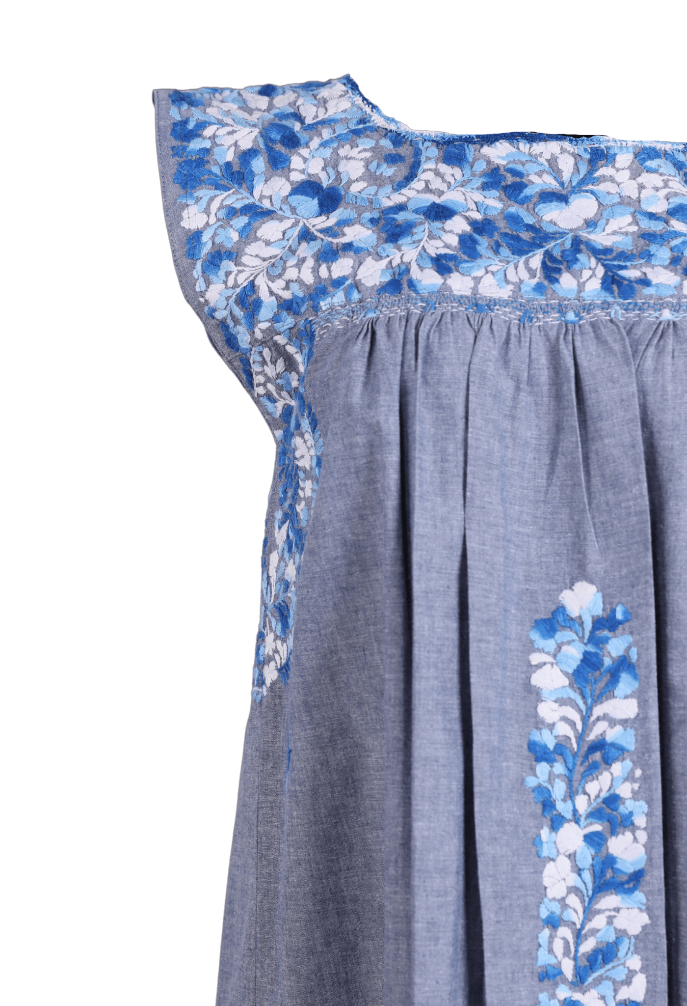 Flores Blouse Blouse Baile Azul Brillante