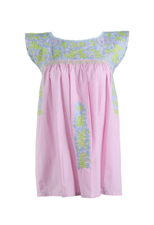 Flores Blouse Dress Pastel Celeste y Lima