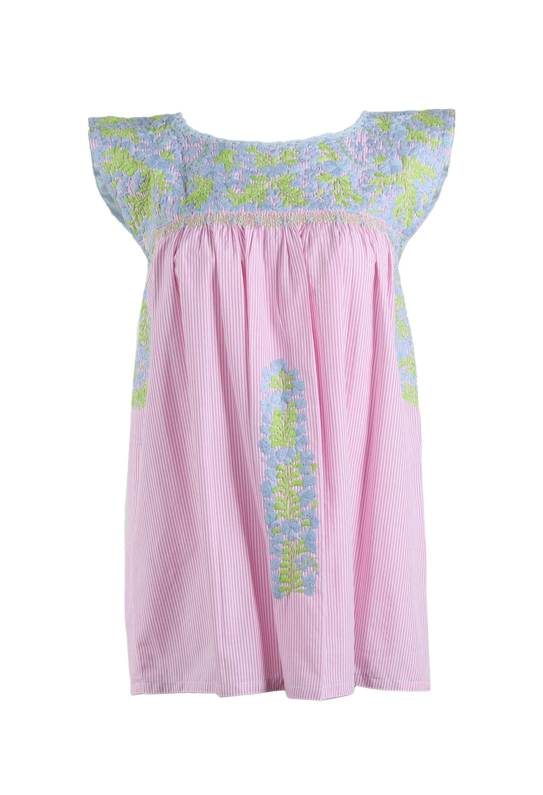 Flores Blouse Dress Pastel Celeste y Lima