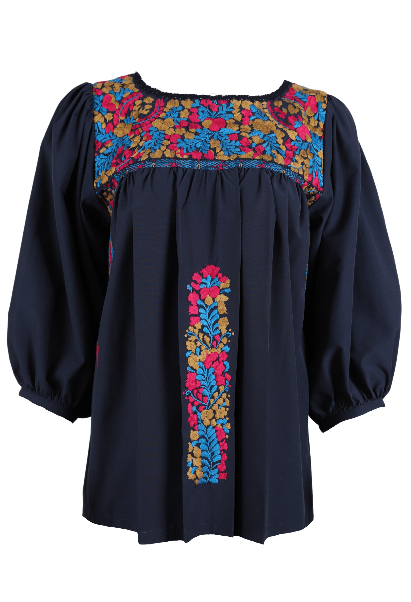 Catalina Blouse Blouse Catalina Lago Fucsia y Turquesa Mostaza