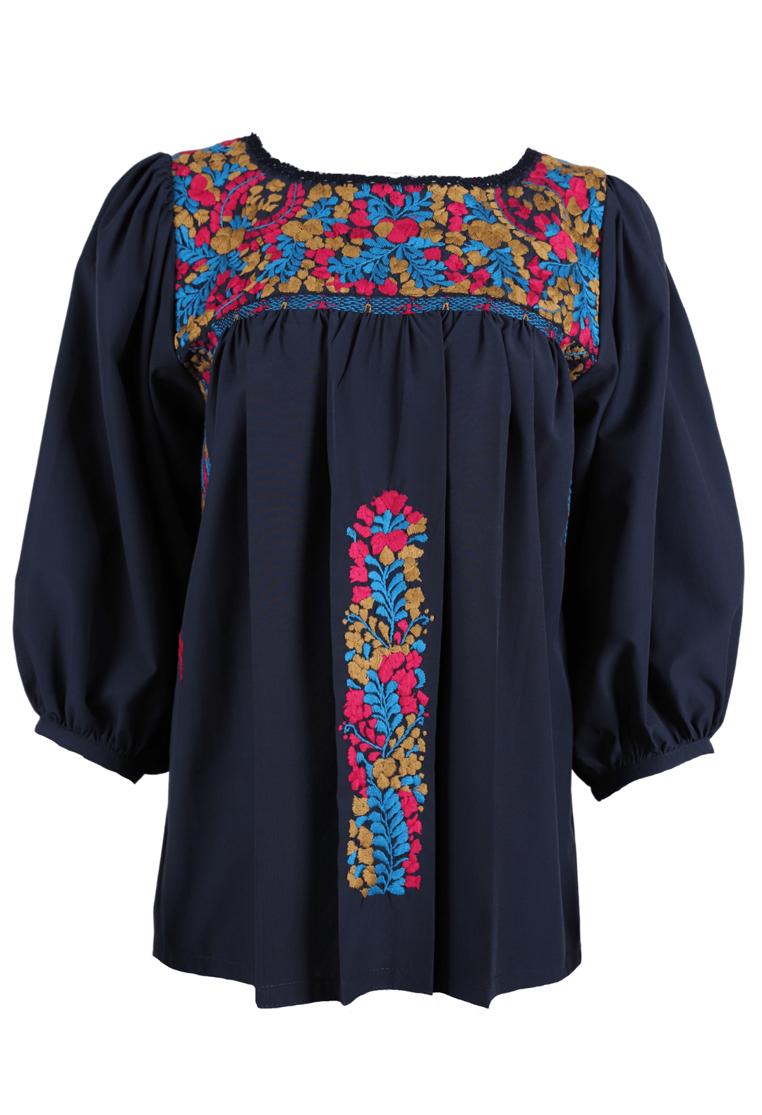 Catalina Blouse Blouse Catalina Lago Fucsia y Turquesa Mostaza