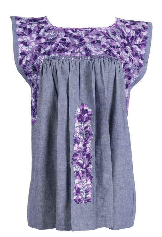 Flores Blouse Blouse Baile Violeta Brillante