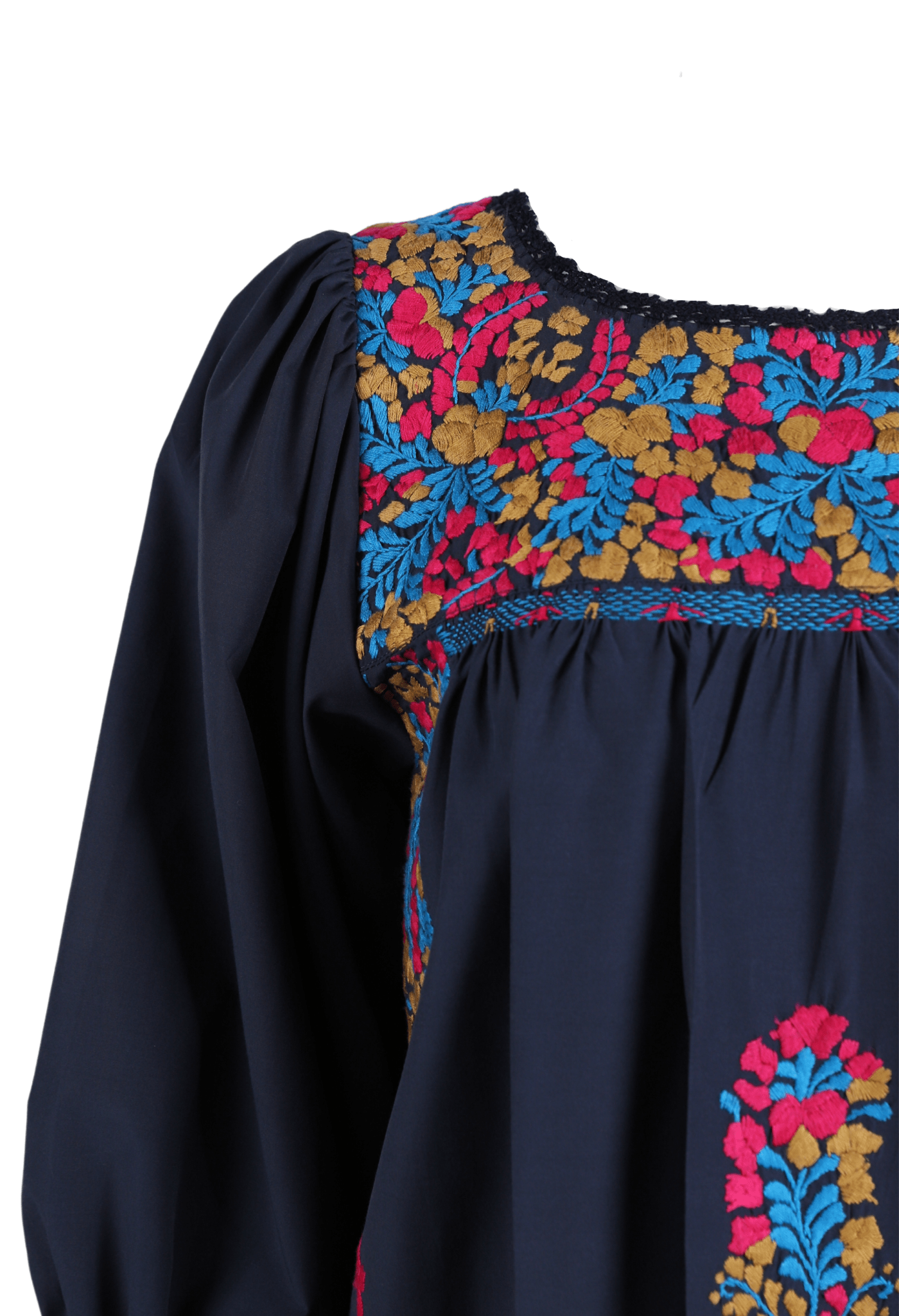 Catalina Blouse Blouse Catalina Lago Fucsia y Turquesa Mostaza