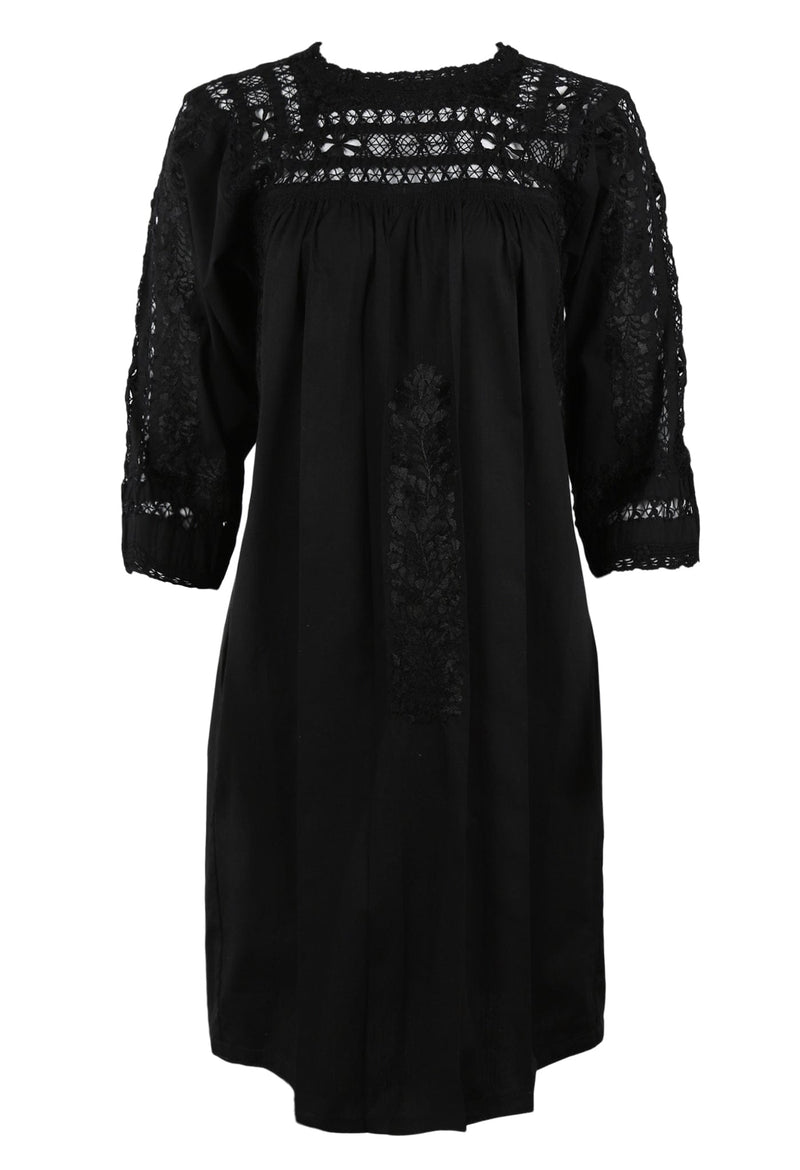 Deshilado Short Dress Dress Noche Negro