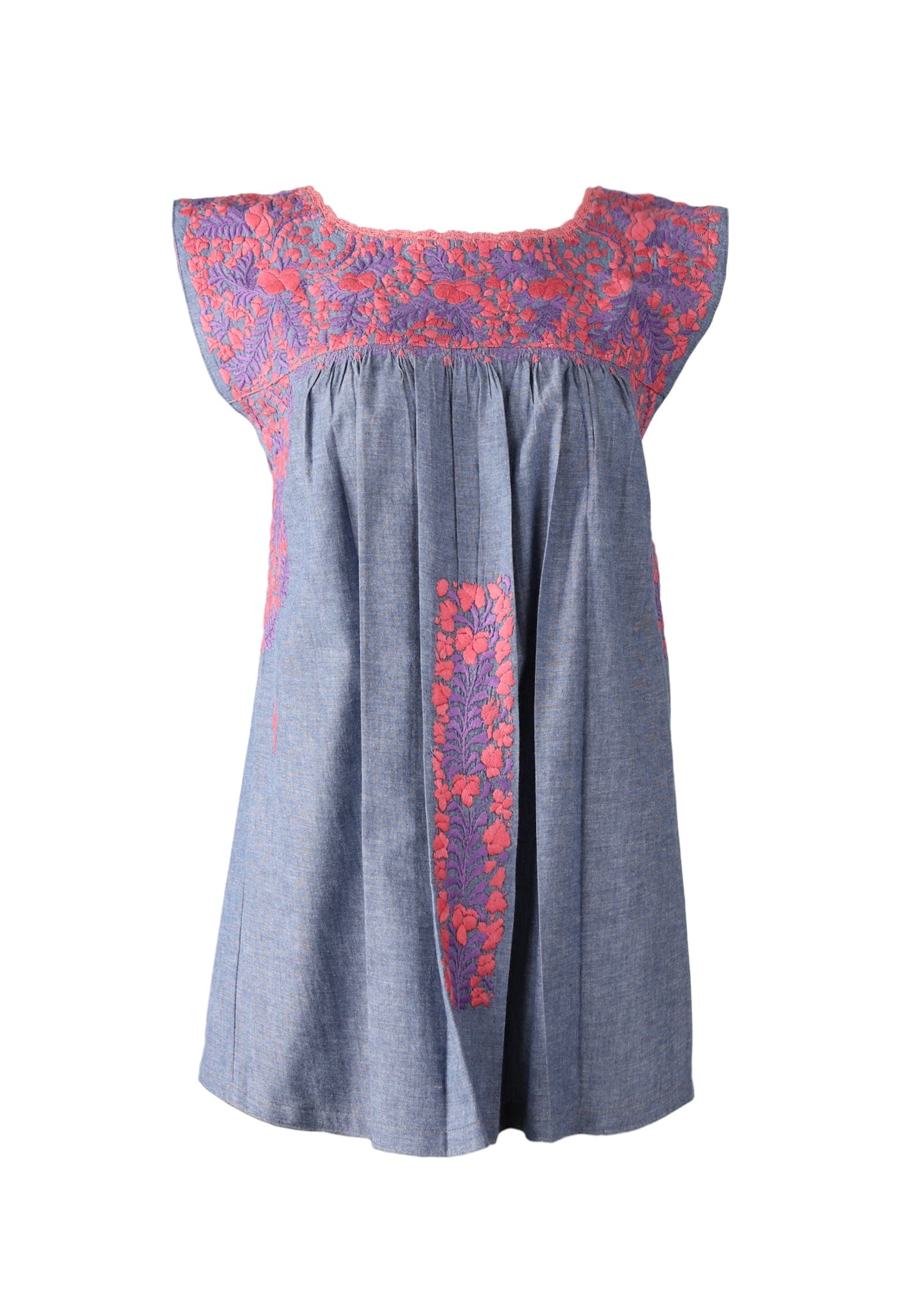 Flores Blouse Blouse Nube Coral y Purpura