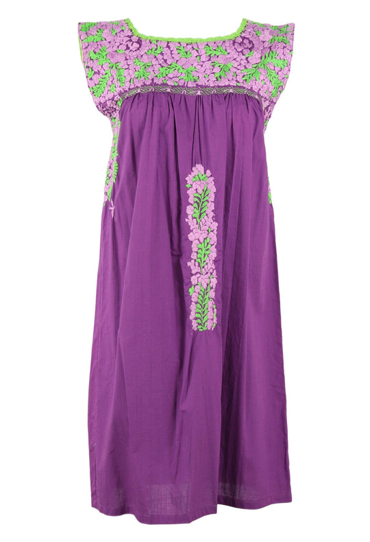 Flores Short Dress Dress Small Flor Lima y Lavanda