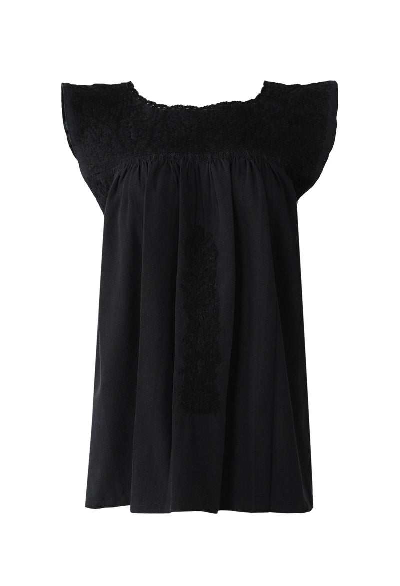 Flores Blouse Blouse Medianoche Negro