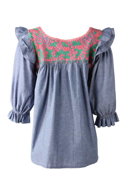 Fernanda Blouse Blouse Fernanda Nube Coral y Verde