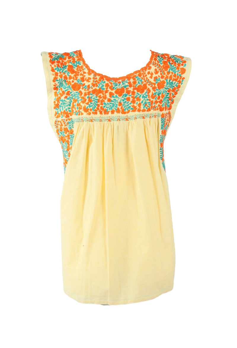 Flores Blouse Blouse Sol Naranja y Verde