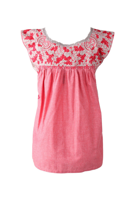 Flores Blouse Blouse Costa Gris y Tomate