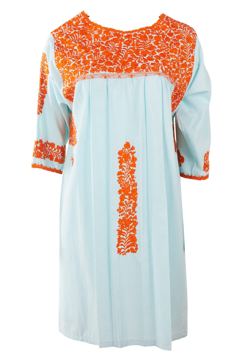 Flores Three-Quarter Sleeve Dress Dress Large Trebol Mandarina