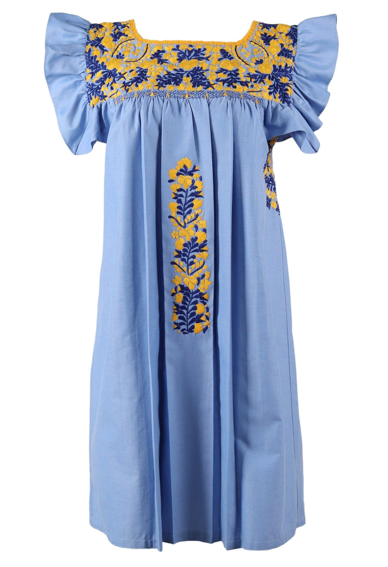 Soledad Short Dress Dress Soledad Aves Amarillo y Azul