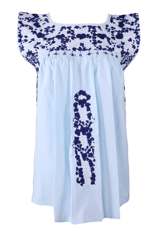 Flores Blouse Blouse Miel Nieve y Cobalto