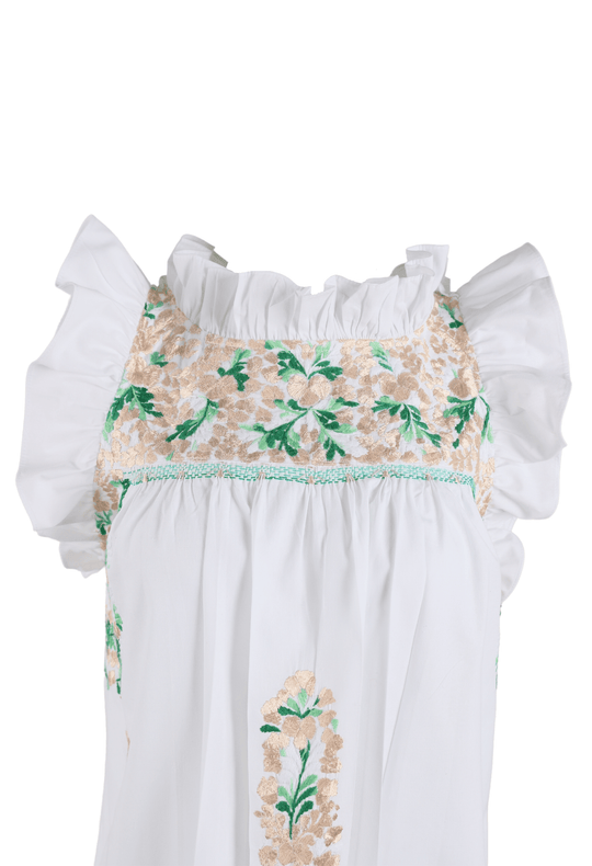 Olivia Blouse Blouse Olivia Blanca Oro Seda y Verde Brillante