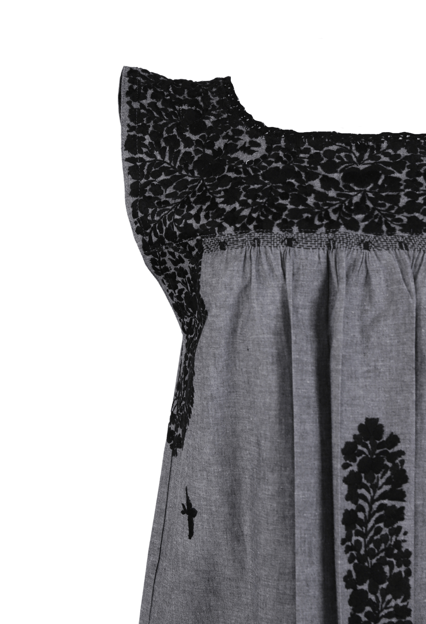 Flores Blouse Blouse Dos Negro