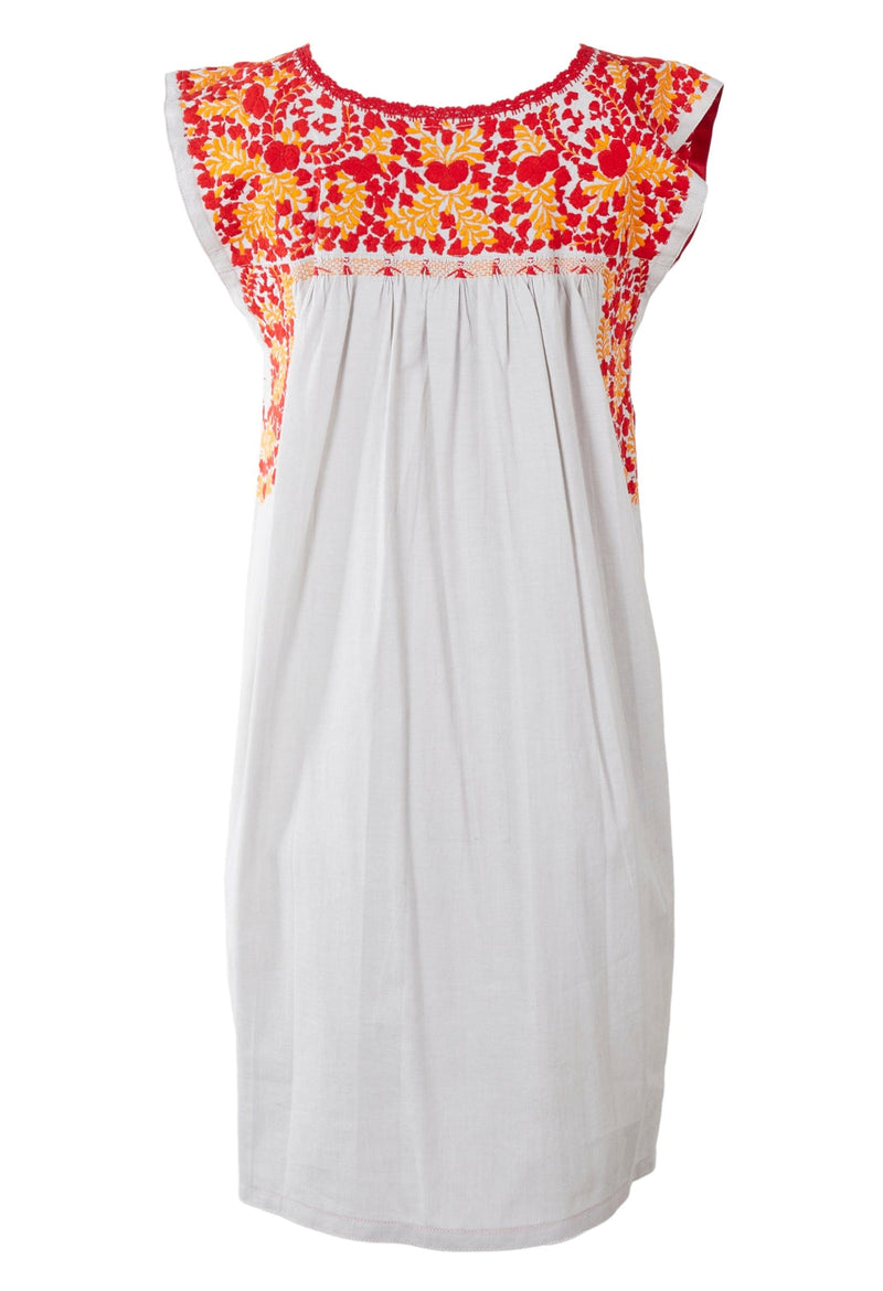 Flores Short Dress Dress Medium Nublado Tomate y naranja