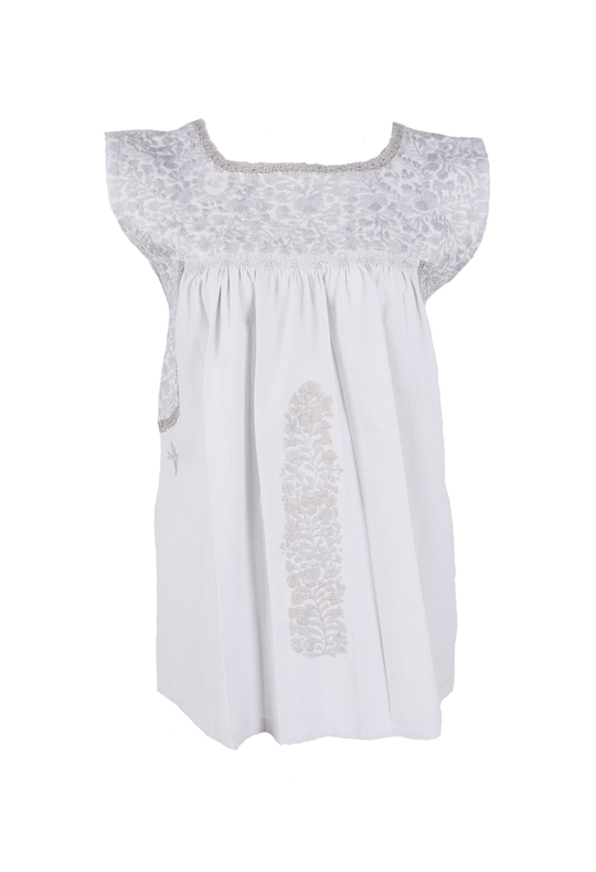 Flores Blouse Blouse Nublado Gris