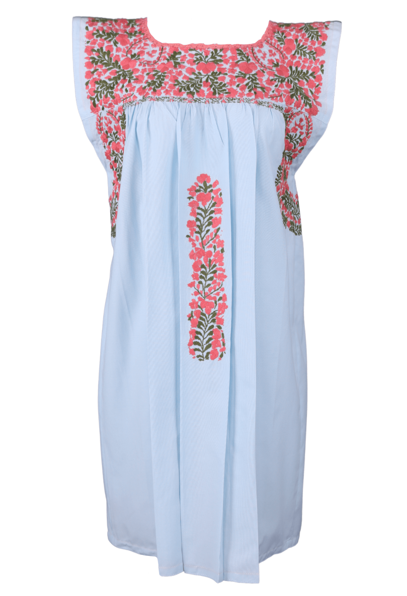 Flores Short Dress Dress Dulce Coral y Olivo
