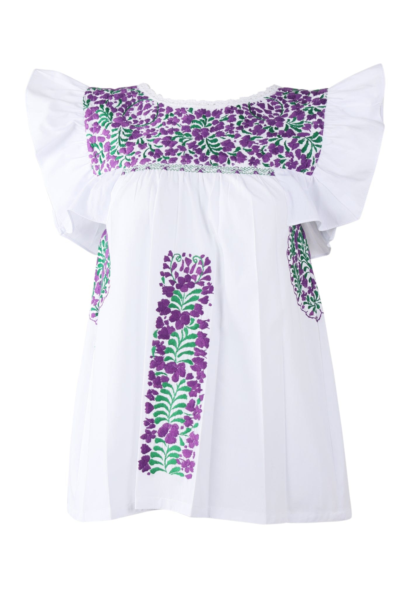 Soledad Blouse Blouse Soledad Blanca Violeta y Verde