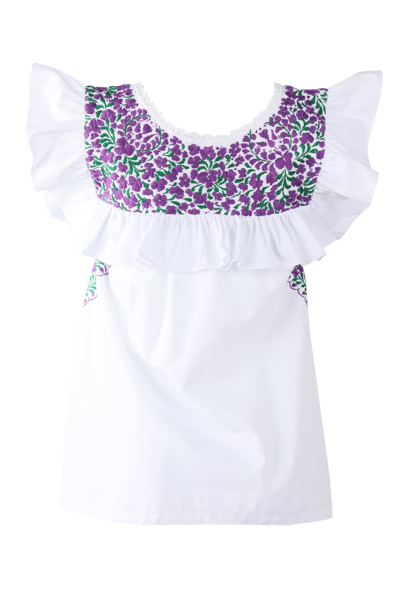 Soledad Blouse Blouse Soledad Blanca Violeta y Verde
