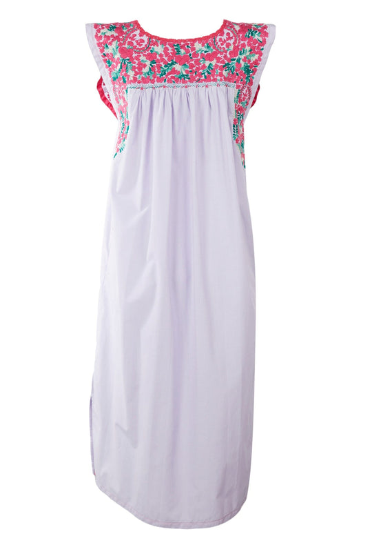 Flores Midi Dress Dress Viva Fucsia y Verde Brillante