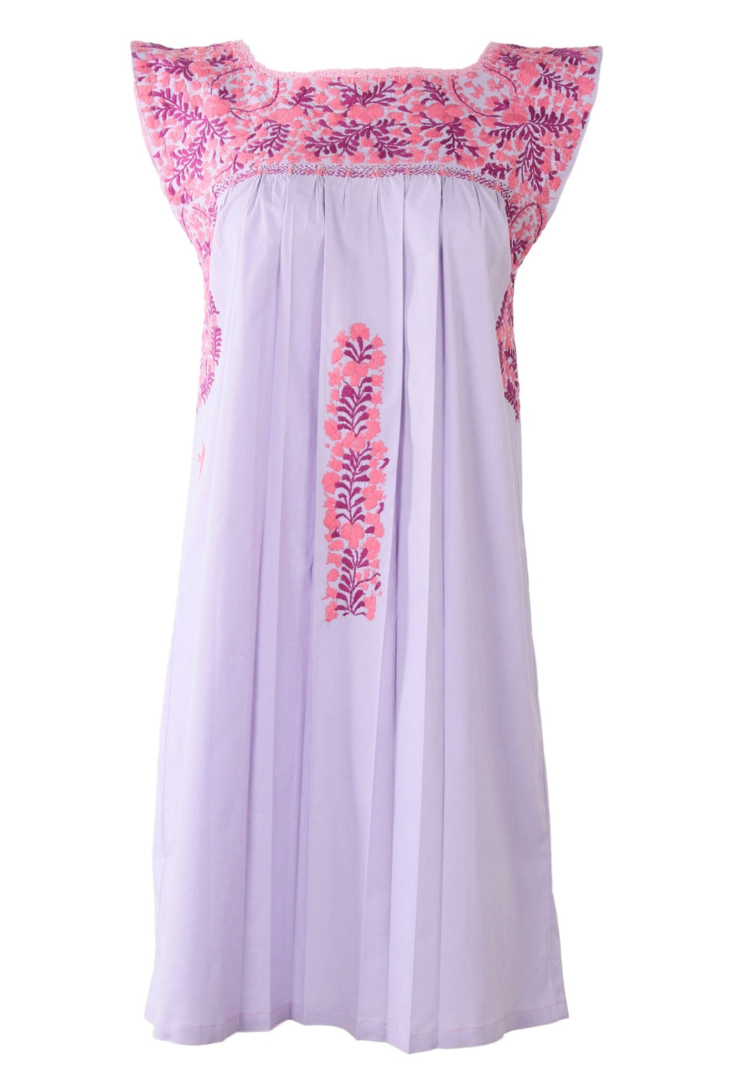 Flores Short Dress Dress Lavanda Ciruela y Rosa