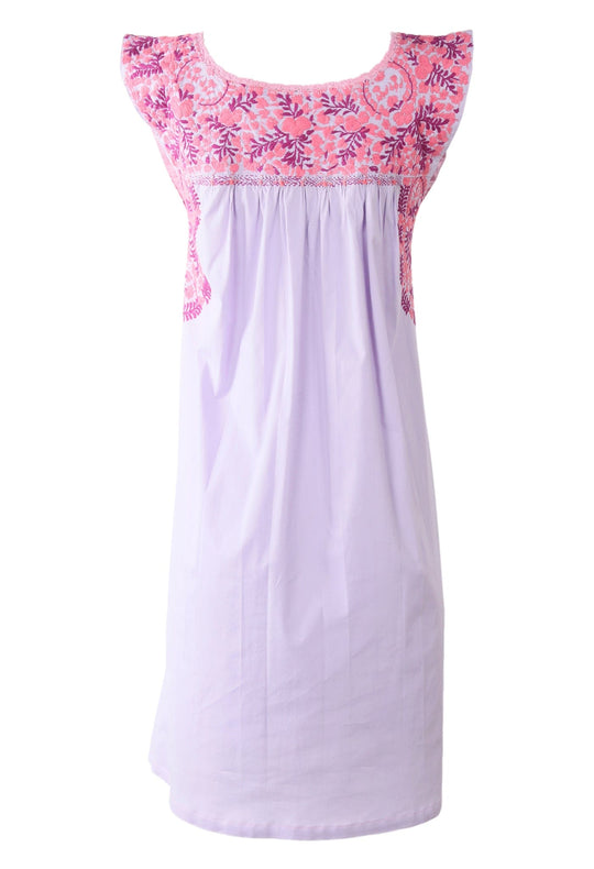 Flores Short Dress Dress Lavanda Ciruela y Rosa