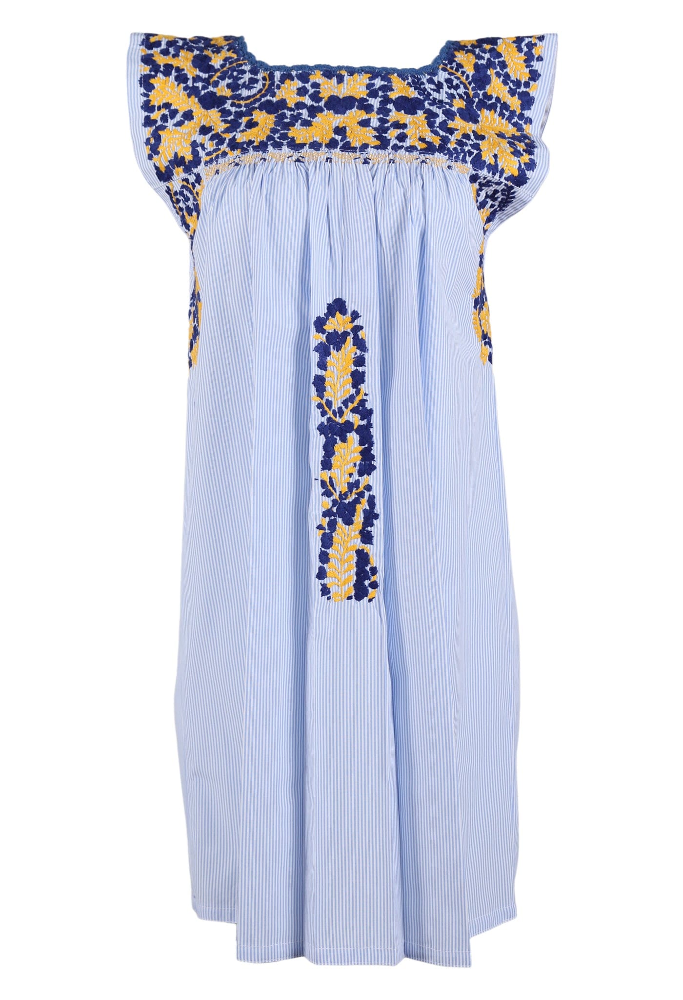Flores Short Dress Dress Suerte Cobalto y Amarillo