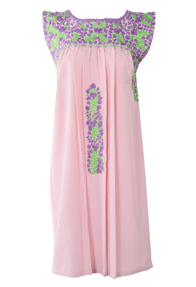 Flores Short Dress Dress Pastel Violeta y Lima