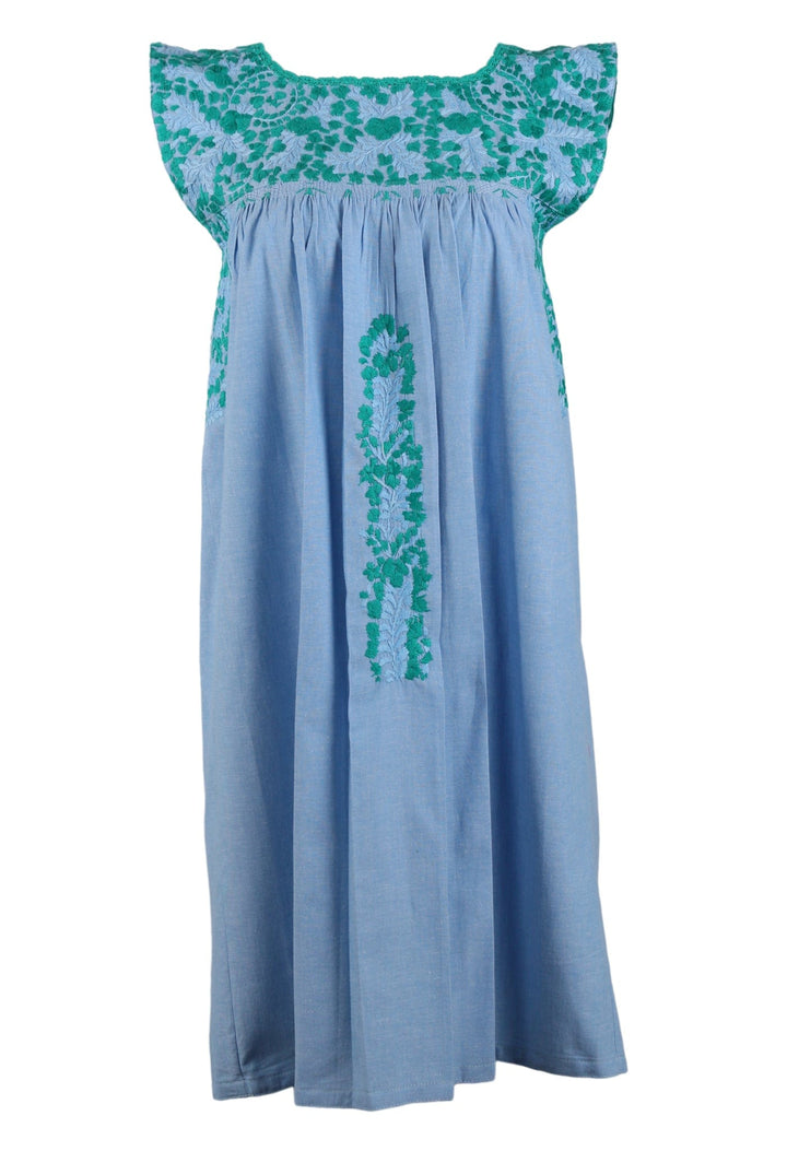 Flores Short Dress Dress Angel Verde y Celeste